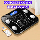 Balança Digital Corporal Bioimpedância Portátil Inteligente Aplicativo Bluetooth - Vidro Temperado Medição Percentual