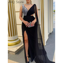 Vestido de festa Elegante com Decote V e Fenda Alta - AKJ STORE