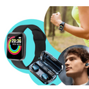 Kit Relógio inteligente Smart + Fone Sem Fio M10 Preto Esportivo