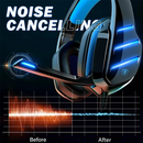 Fone de ouvido Gamer com fio LED para PS4, PS5, Xbox One, e PC com microfone com cancelamento de ruído RGB e som 7.1