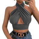 Cropped Sexy Cor Sólida em Cruz - ROSE