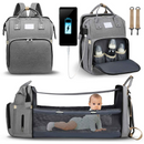 Mochila Cama Portátil (5 in 1)  Perfeita para Viajar com seu Bebê + Carregador Portátil + Garrafa de leite.