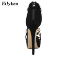 Salto Alto Moda Peep Toe Cristal de Plataforma Club