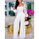 Macacão Branco de Festa Elegante com Renda - MORENA