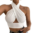 Cropped Sexy Cor Sólida em Cruz - ROSE