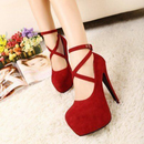 Sapatos femininos salto alto camurça elegante - SABRINA