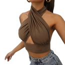 Cropped Sexy Cor Sólida em Cruz - ROSE
