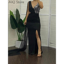 Vestido de festa Elegante com Decote V e Fenda Alta - AKJ STORE