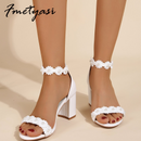 Sapatos Feminino de Noiva com Salto Alto Strass e Flores