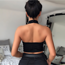 Croppeds Estilo Punk Gótico Gargantilha top Gola Halter com Costas Abertas e Fivela