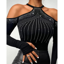 Blusa Manga Longa Ombro Frio Sexy - ROSANGELA