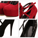 Sapatos femininos salto alto camurça elegante - SABRINA