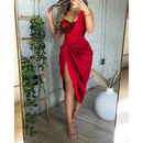 Vestido de Festa sem Mangas Vermelho - TUANNE
