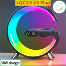 Carregador sem fio multifuncional suporte despertador alto-falante app estação de carregamento rápido luz rgb para iphone x 11 12 13 14 samsung