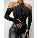 Blusa Manga Longa Ombro Frio Sexy - ROSANGELA