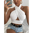 Cropped Sexy Cor Sólida em Cruz - ROSE