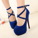 Sapatos femininos salto alto camurça elegante - SABRINA