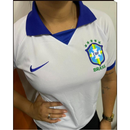 CAMISETA PREMIUM FEMININA DO BRASIL BRANCA COM AZUL 2026