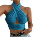 Cropped Sexy Cor Sólida em Cruz - ROSE