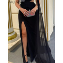Vestido de festa Elegante com Decote V e Fenda Alta - AKJ STORE