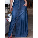 Vestido Jeans feminino colarinho de lapela, sem mangas