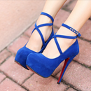 Sapatos femininos salto alto camurça elegante - SABRINA