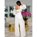 Macacão Branco de Festa Elegante com Renda - MORENA