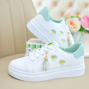 Tênis feminino branco flor de liz