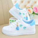 Tênis feminino branco flor de liz