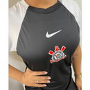 CAMISETA PREMIUM FEMININA DO CORINTHIAS PRETO E BRANCA 25/26