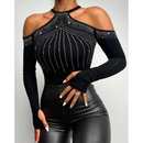 Blusa Manga Longa Ombro Frio Sexy - ROSANGELA