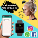 Kit Relógio inteligente Smart + Fone Sem Fio M10 Preto Esportivo