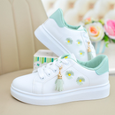 Tênis feminino branco flor de liz