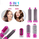 Secador de cabelo 5-em 1 Pente de cabelo elétrico Íon negativo Curler reto Escova Secador de sopro Pente de ar removível Escova Kit Ferramenta