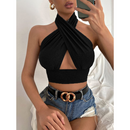 Cropped Sexy Cor Sólida em Cruz - ROSE