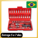 Kit Completo de Ferramentas com Chave de Soquete - 46 Peças, Alta Qualidade e Durabilidade