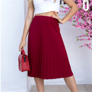 Saia Midi Plissada Evangélica Elegante com Cintura Alta e Forro