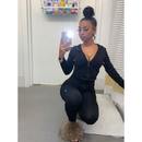 Conjunto Feminino 2 Peças Manga Longa com Capuz e Calça Lápis - KLIOU