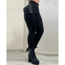 Calça Magra Lápis Casual Sexy Design com Cintos
