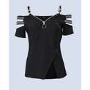 Blusa Decoração Zíper Ombro Frio - CAMILA
