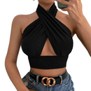 Cropped Sexy Cor Sólida em Cruz - ROSE