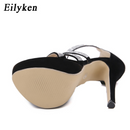 Salto Alto Moda Peep Toe Cristal de Plataforma Club