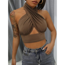 Cropped Sexy Cor Sólida em Cruz - ROSE