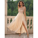 Vestido de Festa Longo de Ombro Split - YISSANG