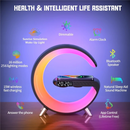 Carregador sem fio multifuncional suporte despertador alto-falante app estação de carregamento rápido luz rgb para iphone x 11 12 13 14 samsung