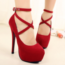 Sapatos femininos salto alto camurça elegante - SABRINA