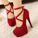 Sapatos femininos salto alto camurça elegante - SABRINA