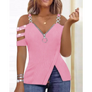 Blusa Decoração Zíper Ombro Frio - CAMILA