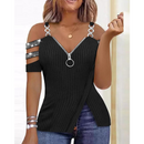 Blusa Decoração Zíper Ombro Frio - CAMILA