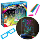 Placa de Desenhos 3D (com luz LED), Óculos Mágico 3D, Kit de Canetas 3D de colorir, Modelos de desenho
